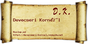 Devecseri Kornél névjegykártya